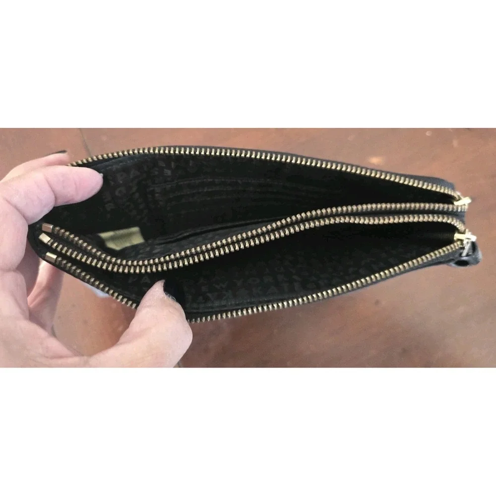 Woman's Kate Spade Nylon Black Double‎ Zip Wallet Pouch Organizer Card Holder